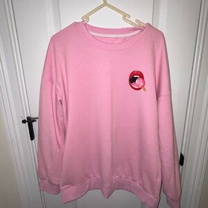 Pink Sweatshirt with Lip Graphic